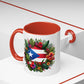 Puerto Rico Flag🇵🇷Map Floral Accent Coffee Mug (11oz)