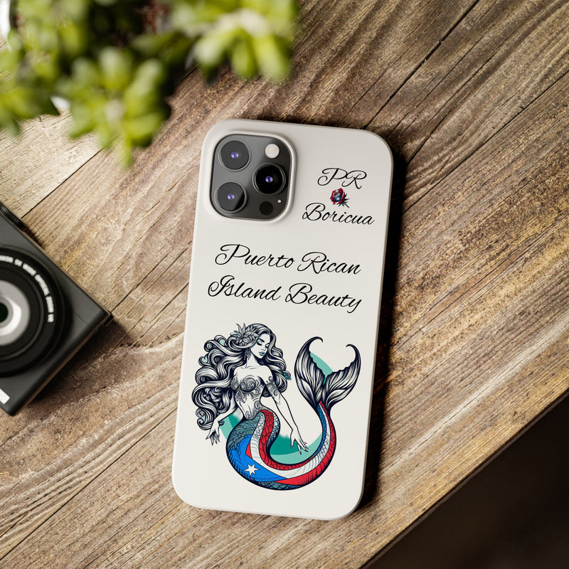 Puerto Rican Island Beauty Mermaid White Slim designer Phone Case - Puerto Rico Flag 🇵🇷🥁  -Weeeepa!