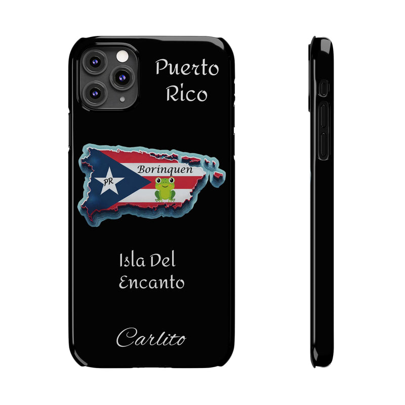 Personalized iPhone Puerto Rican Flag - Black Slim Cases - Rico Flag 🇵🇷🥁  -Weeeepa!, Puertoriquena