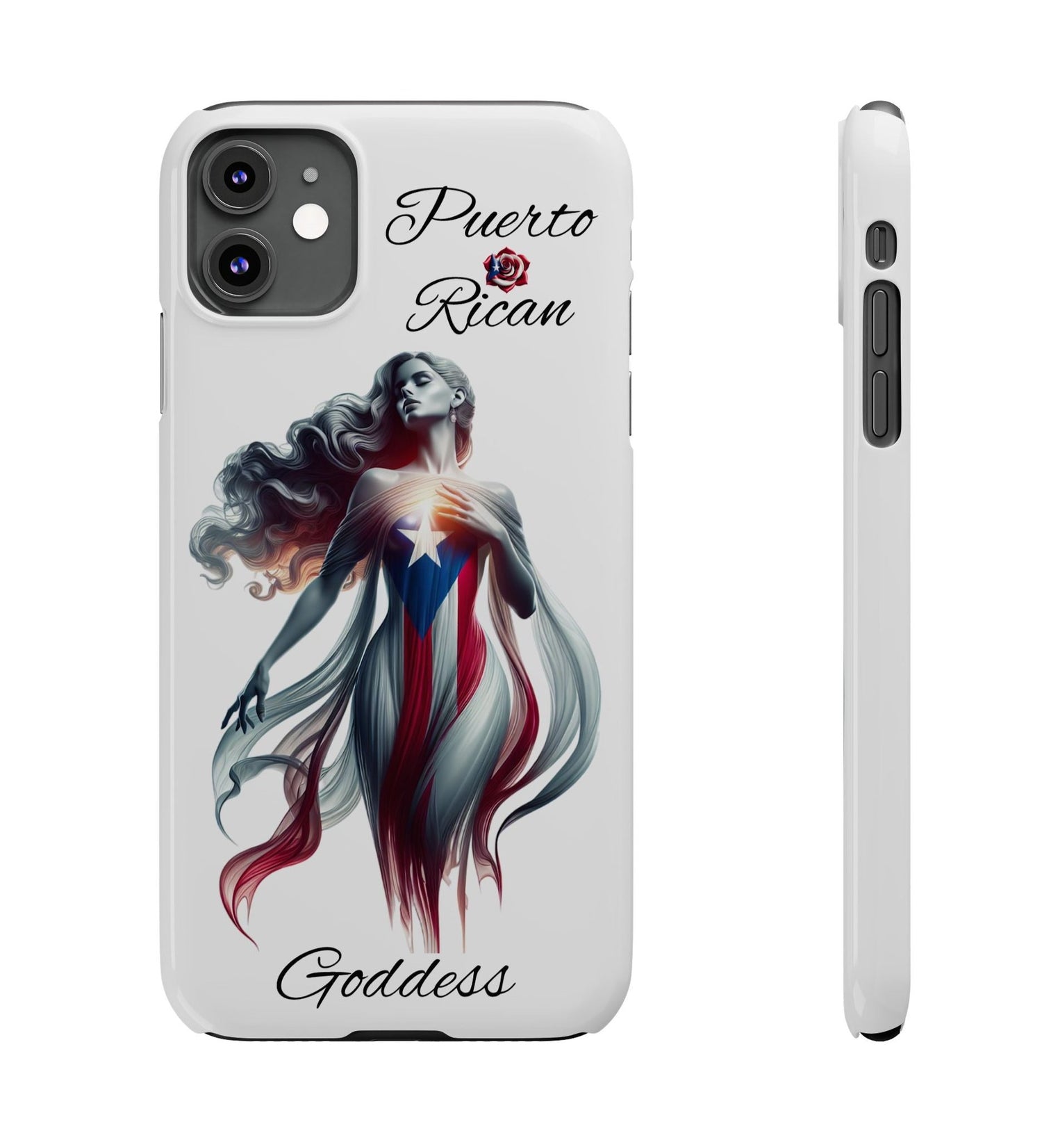 Puerto Rican Goddess White Slim Phone Cases - Rico Flag 🇵🇷🥁  -Weeeepa!, Puertoriquena