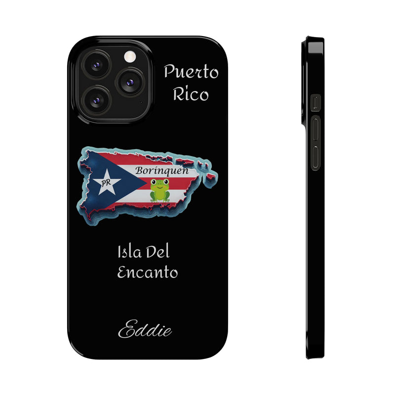 Personalized iPhone Puerto Rican Flag - Black Slim Cases - Rico Flag 🇵🇷🥁  -Weeeepa!, Puertoriquena