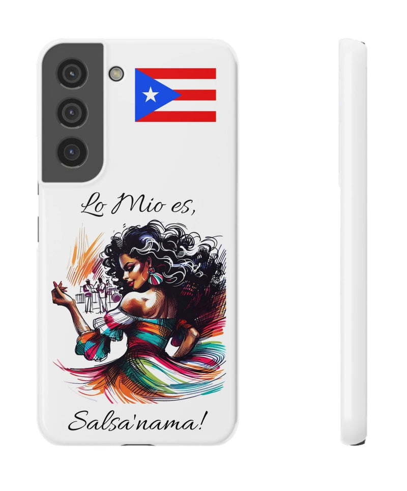 Galaxy "Lo Mio Es Salsa'nama" White Slim Cases - Puerto Rico Flag 🇵🇷🥁 - Weeeepa!