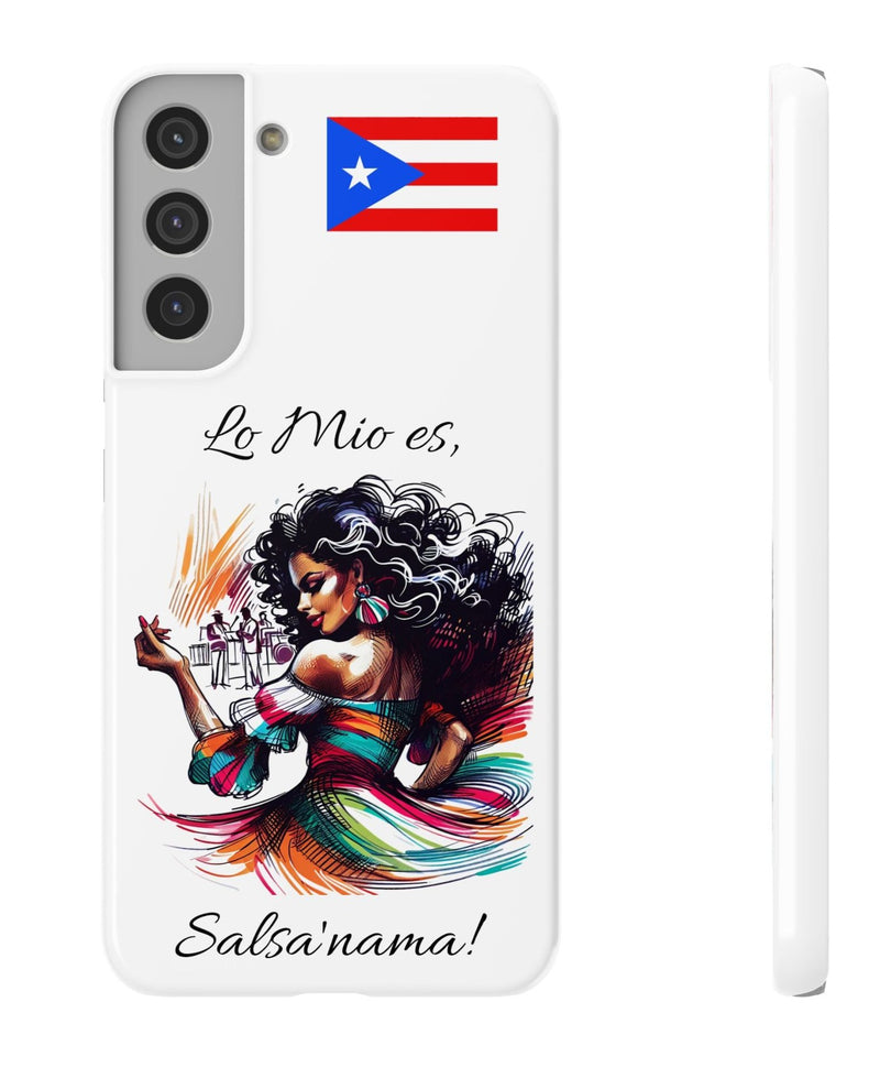 Galaxy "Lo Mio Es Salsa'nama" White Slim Cases - Puerto Rico Flag 🇵🇷🥁 - Weeeepa!