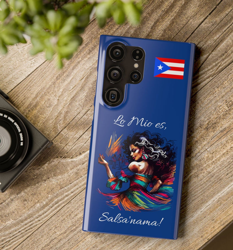 Galaxy "Lo Mio Es Salsa'nama" Blue Slim Cases - Puerto Rico Flag 🇵🇷🥁 - Weeeepa!