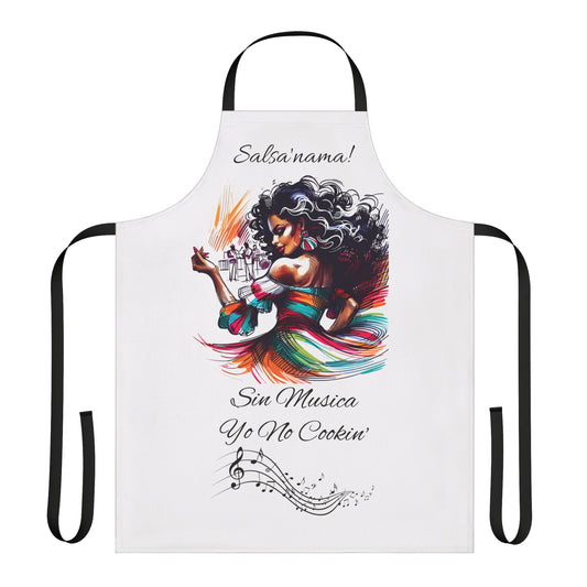 SIN MUSICA YO NO COOKIN' -🇵🇷🥁 Chef's Apron-Color Straps, Latina, Borinquen, Soy Puertorriqueña, Orgullosa Boricua