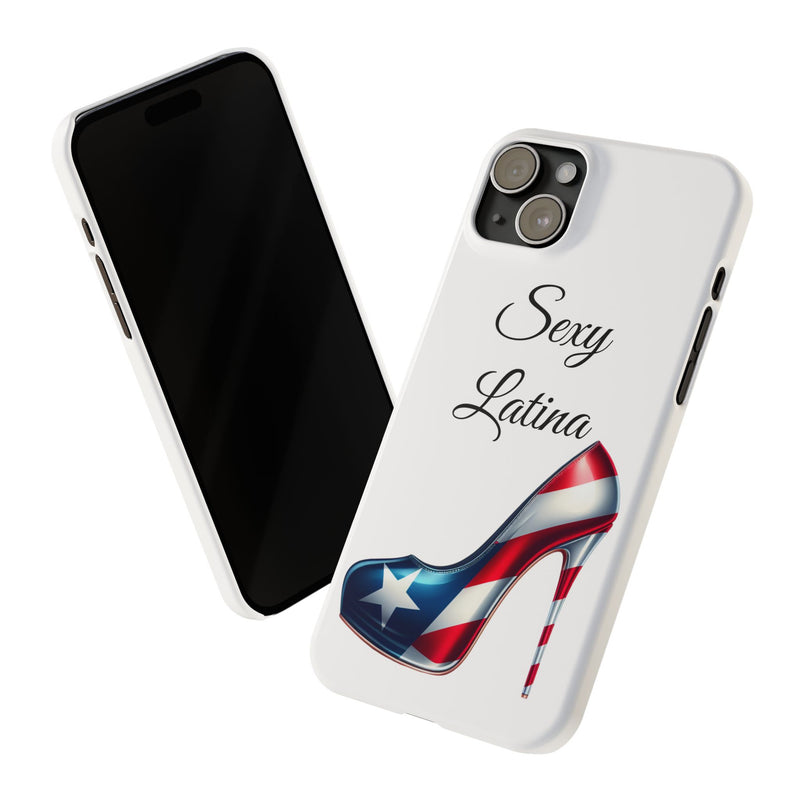 Puerto Rico Flag Sexy Latina Stiletto White Slim Phone Cases - Rico Flag 🇵🇷🥁  -Weeeepa!, Puertoriquena