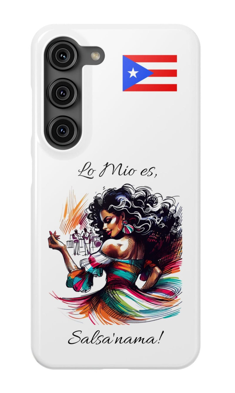 Galaxy "Lo Mio Es Salsa'nama" White Slim Cases - Puerto Rico Flag 🇵🇷🥁 - Weeeepa!