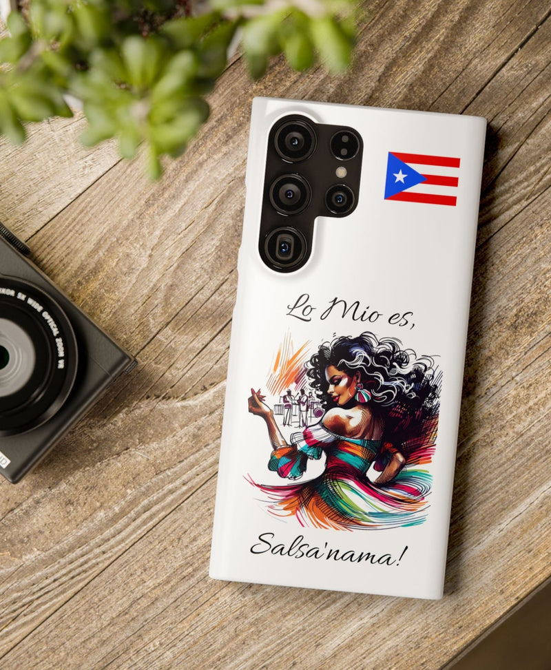 Galaxy "Lo Mio Es Salsa'nama" White Slim Cases - Puerto Rico Flag 🇵🇷🥁 - Weeeepa!