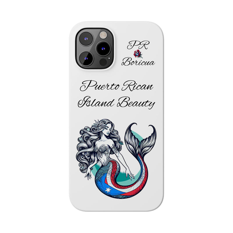 Puerto Rican Island Beauty Mermaid White Slim designer Phone Case - Puerto Rico Flag 🇵🇷🥁  -Weeeepa!