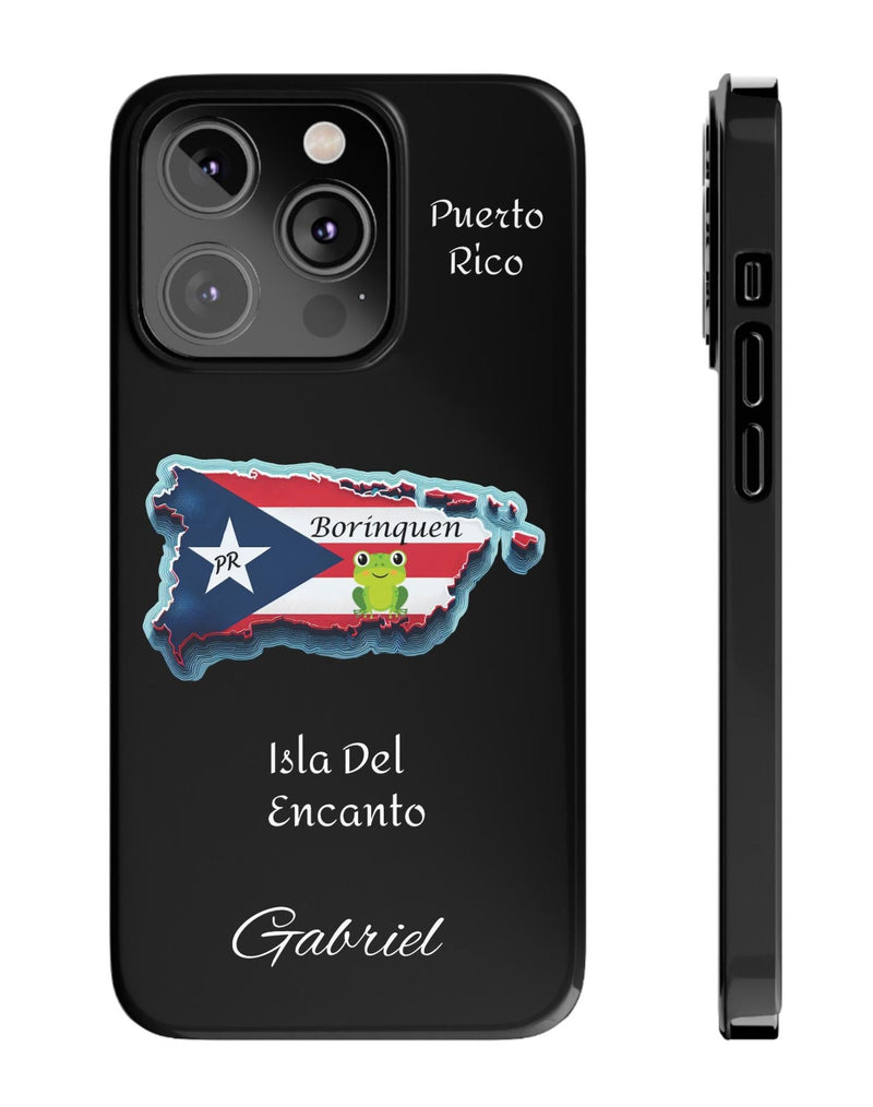 Personalized iPhone Puerto Rican Flag - Black Slim Cases - Rico Flag 🇵🇷🥁  -Weeeepa!, Puertoriquena