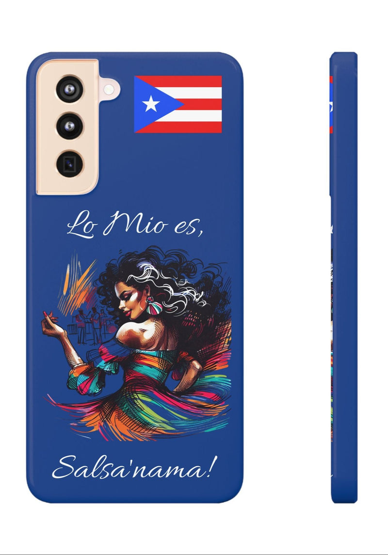 Galaxy "Lo Mio Es Salsa'nama" Blue Slim Cases - Puerto Rico Flag 🇵🇷🥁 - Weeeepa!