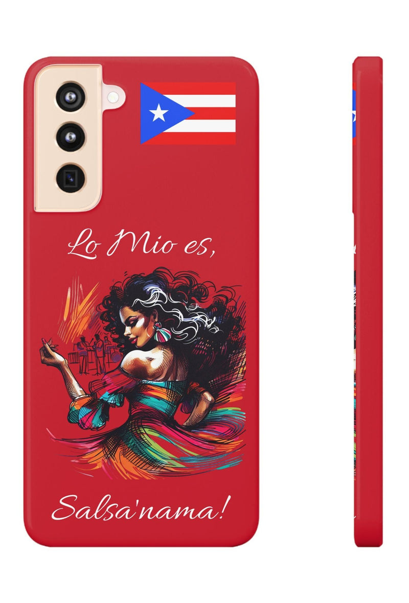 Galaxy "Lo Mio Es Salsa'nama" Red Slim Cases - Puerto Rico Flag 🇵🇷🥁 - Weeeepa!