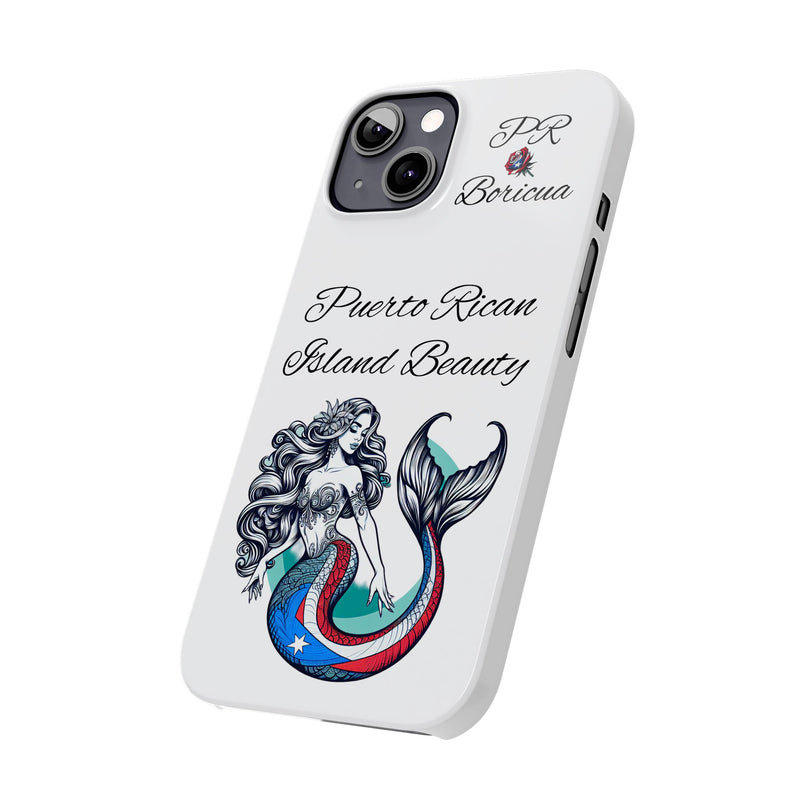 Puerto Rican Island Beauty Mermaid White Slim designer Phone Case - Puerto Rico Flag 🇵🇷🥁  -Weeeepa!