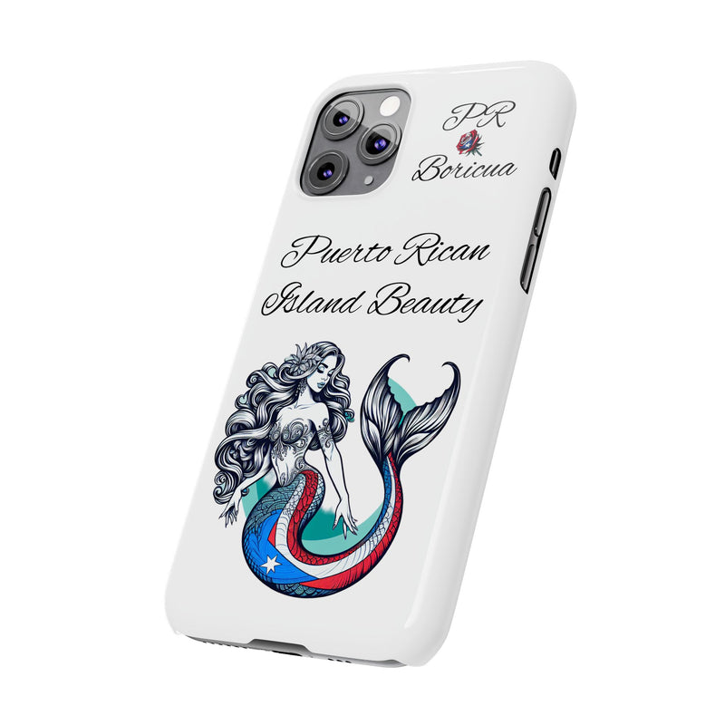 Puerto Rican Island Beauty Mermaid White Slim designer Phone Case - Puerto Rico Flag 🇵🇷🥁  -Weeeepa!