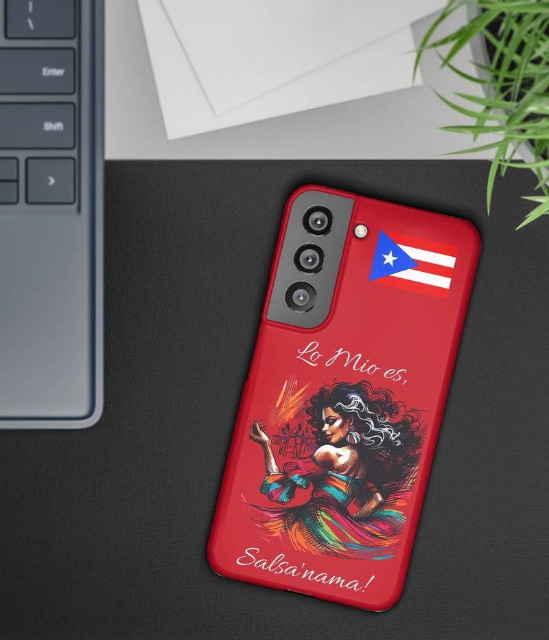 Galaxy "Lo Mio Es Salsa'nama" Red Slim Cases - Puerto Rico Flag 🇵🇷🥁 - Weeeepa!