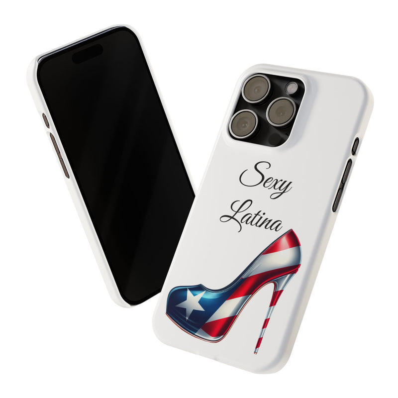 Puerto Rico Flag Sexy Latina Stiletto White Slim Phone Cases - Rico Flag 🇵🇷🥁  -Weeeepa!, Puertoriquena