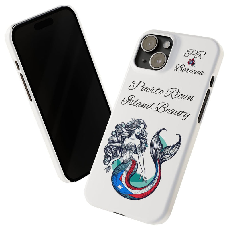 Puerto Rican Island Beauty Mermaid White Slim designer Phone Case - Puerto Rico Flag 🇵🇷🥁  -Weeeepa!