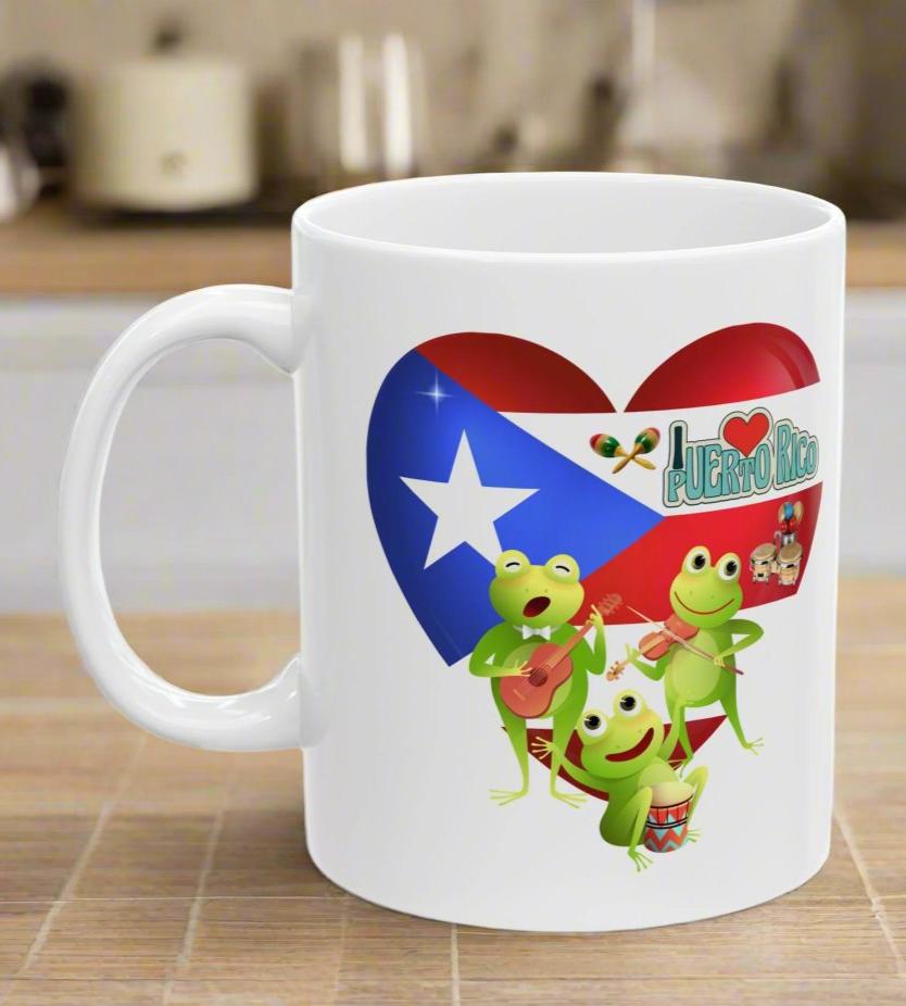 “I ❤️ Puerto Rico -  Coquí Serenade" - "Café y un Le Lo Lai," - Mug  11oz