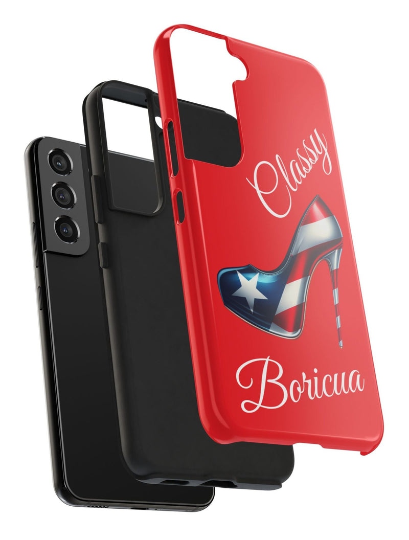 Galaxy Tough Red Phone Case Classy Boricua Stiletto  - Puerto Rico Flag 🇵🇷🥁  -Weeeepa!