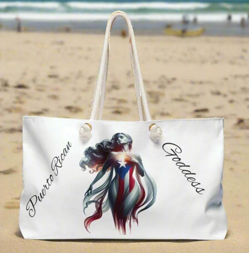 Puerto Rican Goddess  - Boricua - 🇵🇷 Oversized Weekender Bag/Tote - Puerto Rico Flag, Latina, Boricua gift, sided , Bolsa de viaje