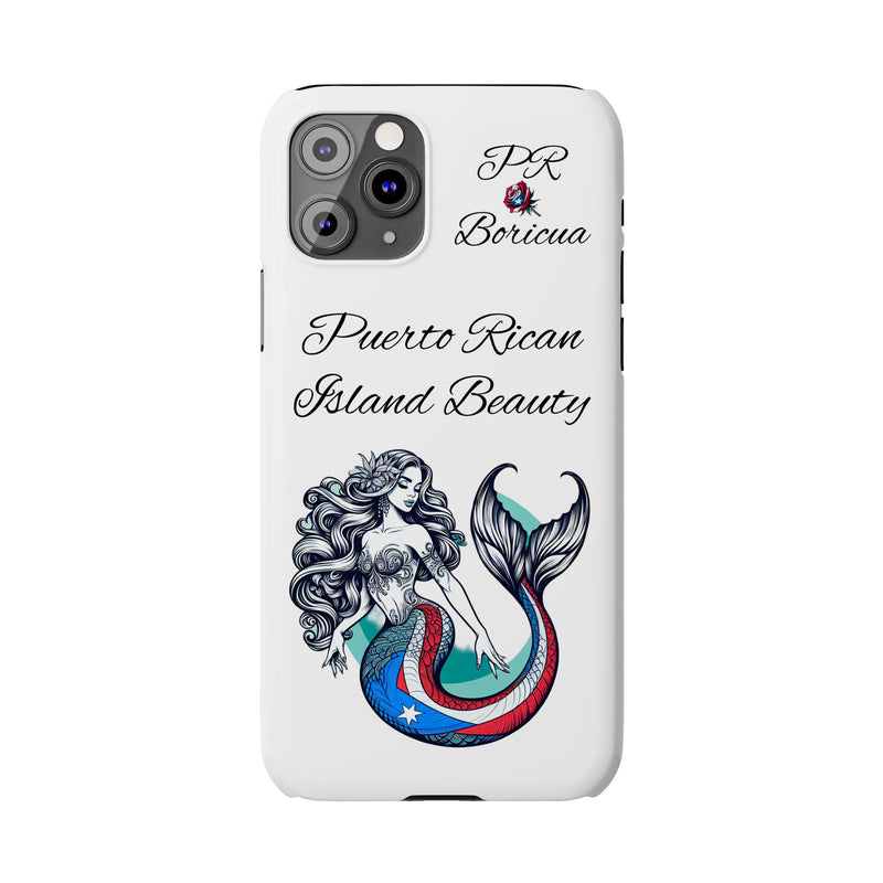 Puerto Rican Island Beauty Mermaid White Slim designer Phone Case - Puerto Rico Flag 🇵🇷🥁  -Weeeepa!