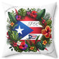 PUERTO RICO FLAG & MAP Floral Polyester Square Pillow