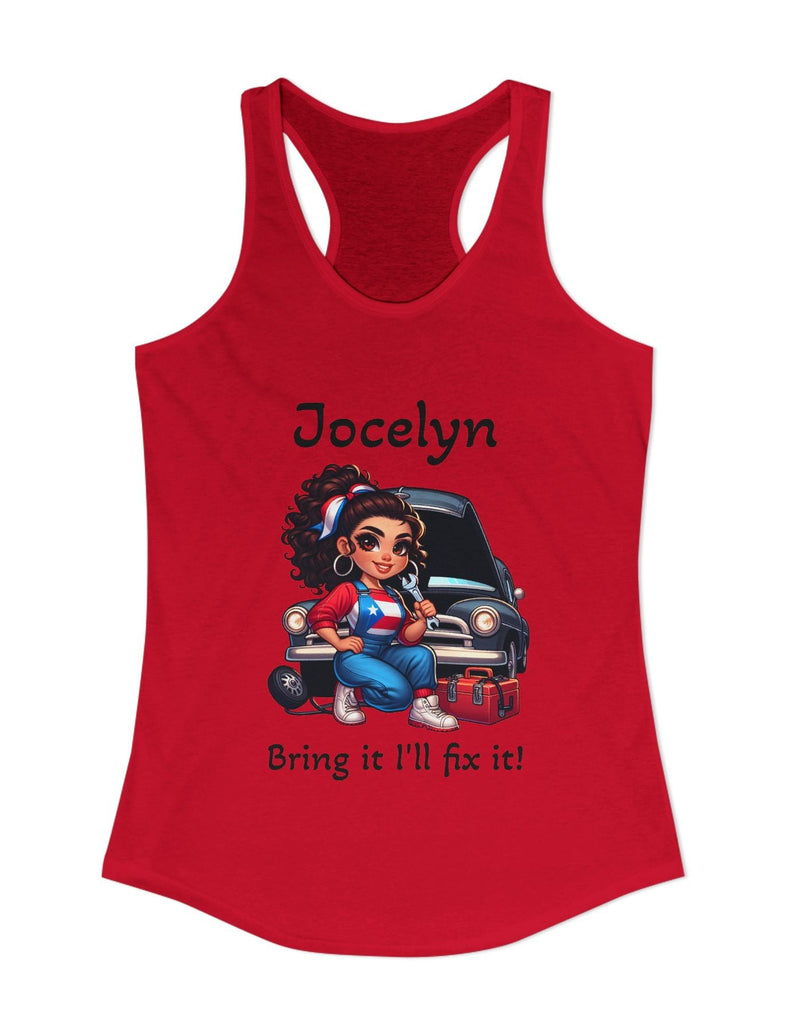 Puerto Rican Woman Mechanic Personalized Racerback Tank Top