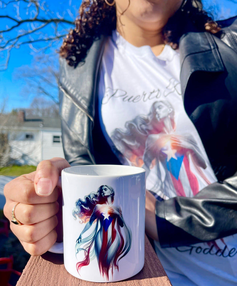 Puerto Rican Goddess Mug 11oz - Puerto Rico flag, Latina, Boricua gift, Puerto Rico gift, Puerto Rico Mug