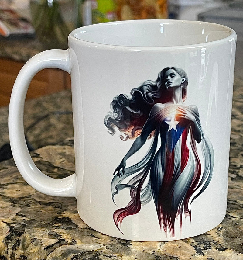 Puerto Rican Goddess Mug 11oz - Puerto Rico flag, Latina, Boricua gift, Puerto Rico gift, Puerto Rico Mug